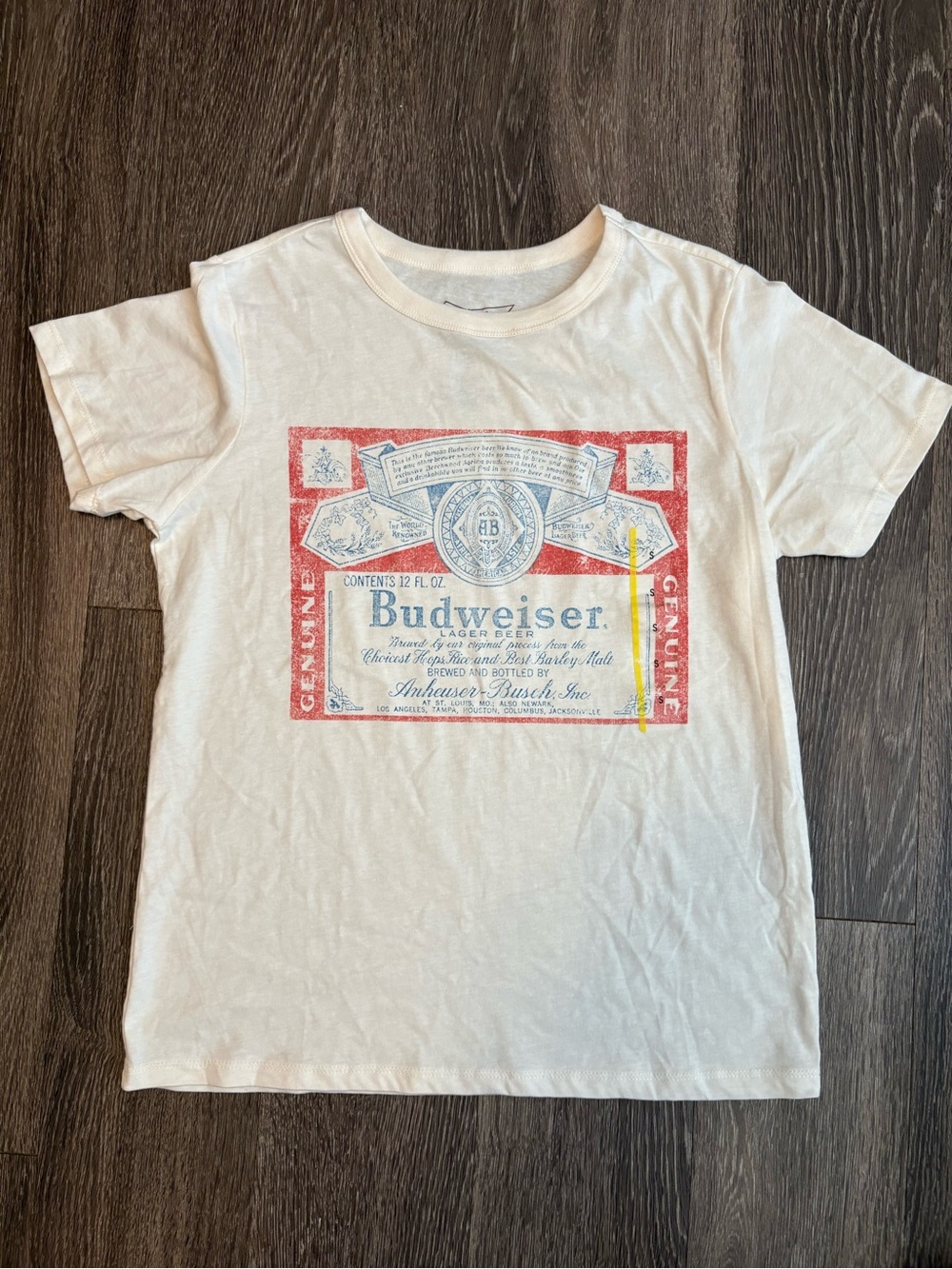 Budweiser White Short Sleeve Graphic Tee Small